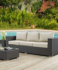 Modway Sojourn Outdoor Patio Sunbrella® Sofa Canvas Antique Beige