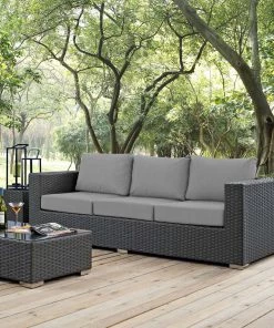Modway OUTDOOR SOFAS Sojourn Outdoor Patio Sunbrella® Sofa Canvas Gray