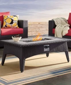 Modway Splendor 43.5" Rectangle Outdoor Patio Fire Pit Table Espresso 12 Modway Splendor 43.5