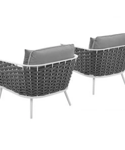 Modway Stance Armchair Outdoor Patio Aluminum Set Of 2 White Gray Armchair Sets