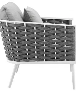 Modway Stance Armchair Outdoor Patio Aluminum Set Of 2 White Gray Armchair Sets
