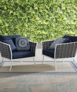 Modway Stance Armchair Outdoor Patio Aluminum Set Of 2 White Navy 12 Modway Stance Armchair Outdoor Patio Aluminum Set Of 2 White Navy