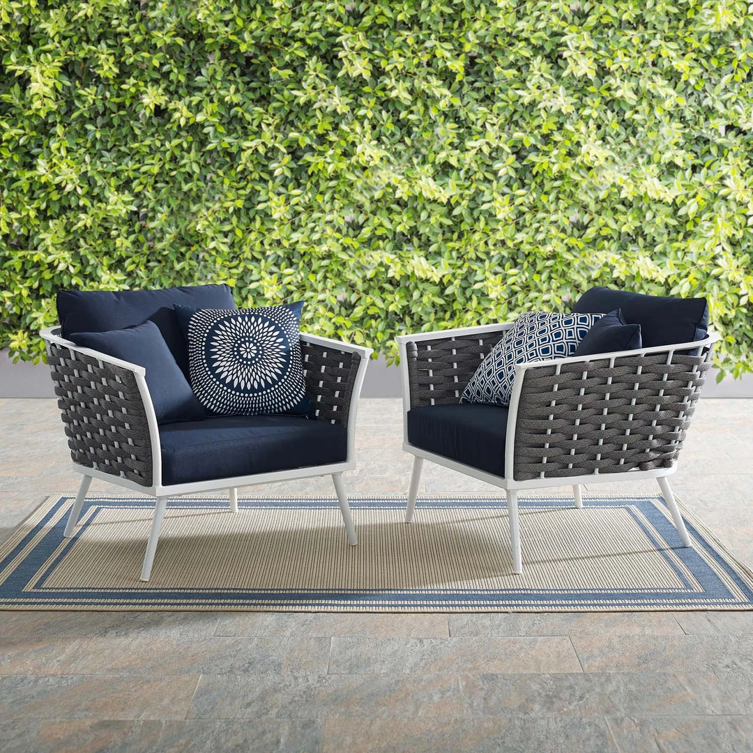 Modway Stance Armchair Outdoor Patio Aluminum Set Of 2 White Navy 6 Modway Stance Armchair Outdoor Patio Aluminum Set Of 2 White Navy