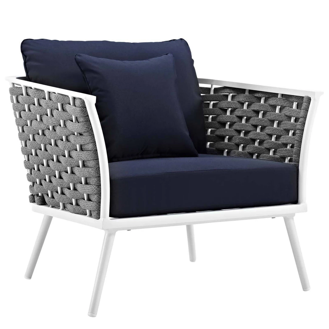 Modway Stance Armchair Outdoor Patio Aluminum Set Of 2 White Navy 4 Modway Stance Armchair Outdoor Patio Aluminum Set Of 2 White Navy