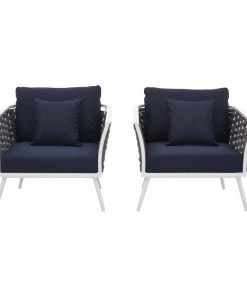 Modway Stance Armchair Outdoor Patio Aluminum Set Of 2 White Navy 9 Modway Stance Armchair Outdoor Patio Aluminum Set Of 2 White Navy