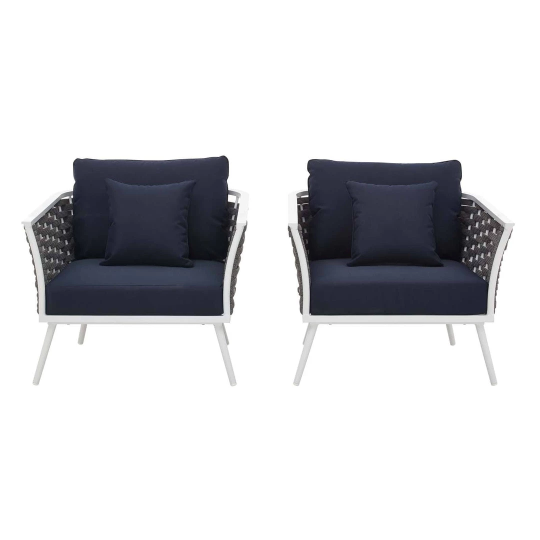 Modway Stance Armchair Outdoor Patio Aluminum Set Of 2 White Navy 3 Modway Stance Armchair Outdoor Patio Aluminum Set Of 2 White Navy