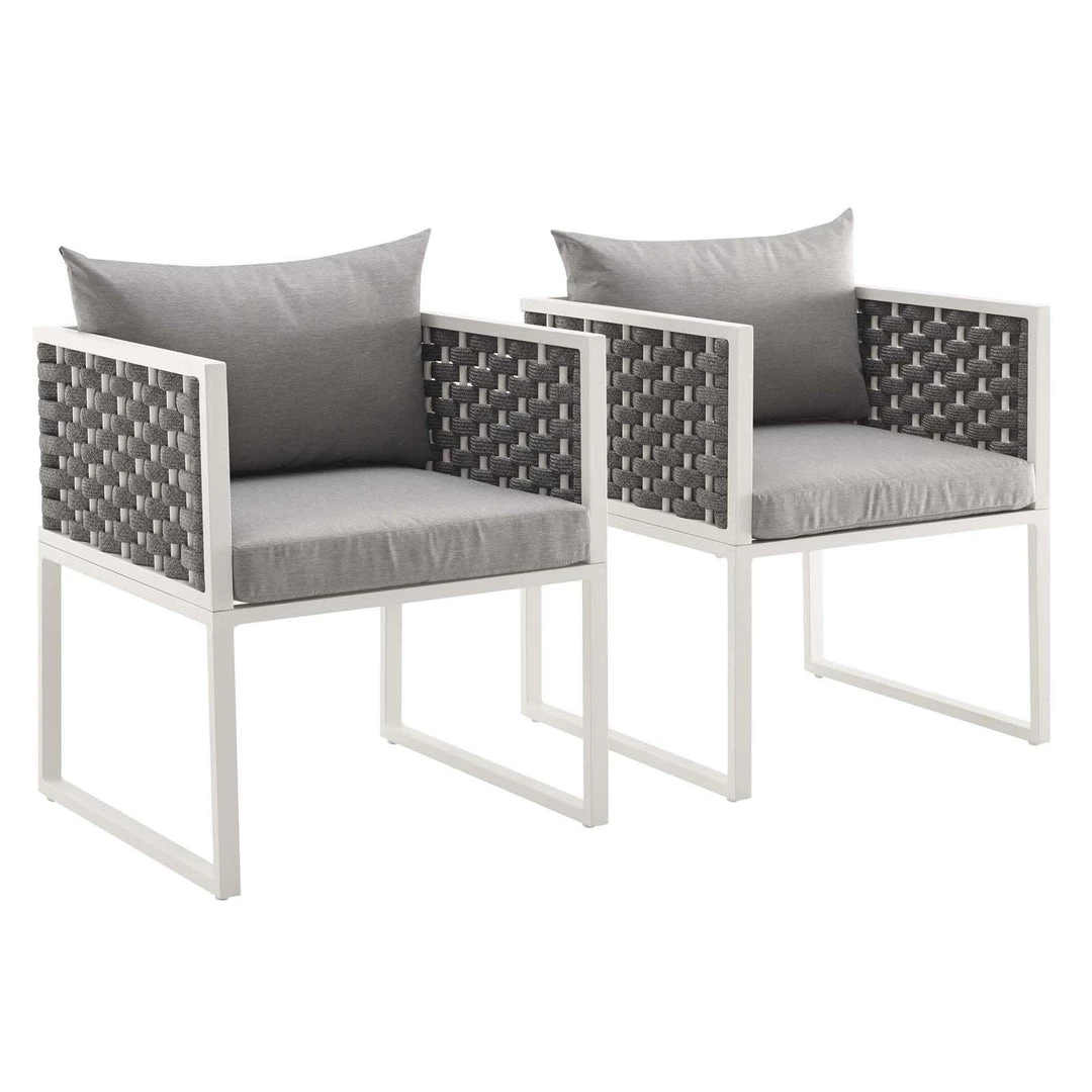 Modway Stance Dining Armchair Outdoor Patio Aluminum Set Of 2 White Gray Armchair Sets 1 Modway Stance Dining Armchair Outdoor Patio Aluminum Set Of 2 White Gray Armchair Sets