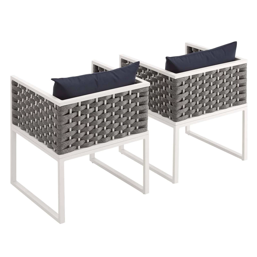 Modway Stance Dining Armchair Outdoor Patio Aluminum Set Of 2 White Navy 2 Modway Stance Dining Armchair Outdoor Patio Aluminum Set Of 2 White Navy