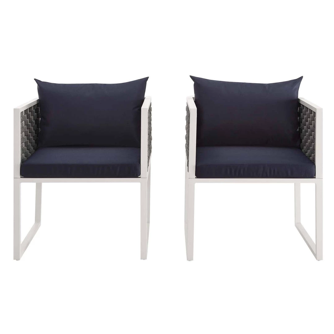 Modway Stance Dining Armchair Outdoor Patio Aluminum Set Of 2 White Navy 3 Modway Stance Dining Armchair Outdoor Patio Aluminum Set Of 2 White Navy