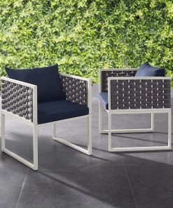Modway Stance Dining Armchair Outdoor Patio Aluminum Set Of 2 White Navy 12 Modway Stance Dining Armchair Outdoor Patio Aluminum Set Of 2 White Navy