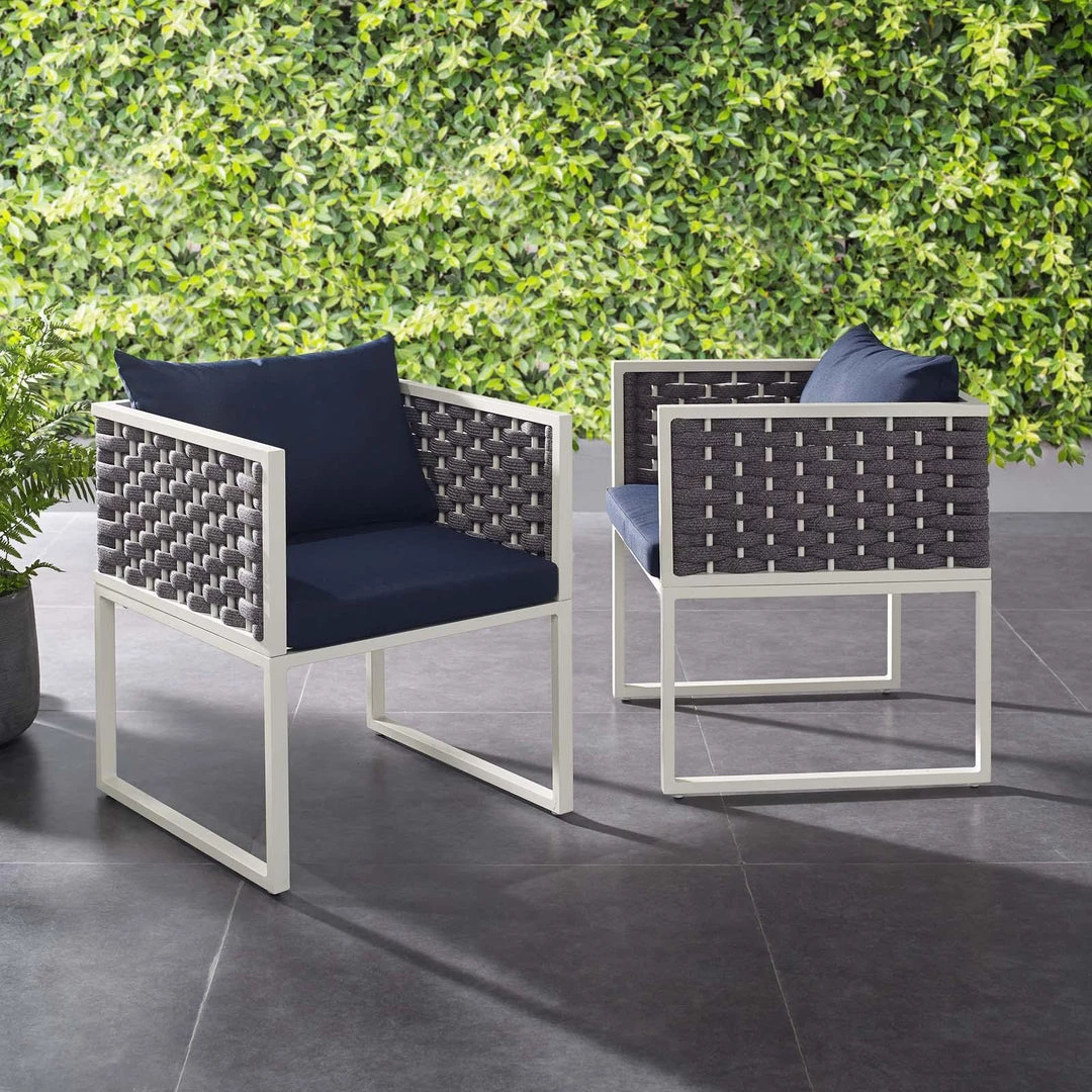 Modway Stance Dining Armchair Outdoor Patio Aluminum Set Of 2 White Navy 6 Modway Stance Dining Armchair Outdoor Patio Aluminum Set Of 2 White Navy