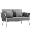 Modway Stance Outdoor Patio Aluminum Loveseat White Gray