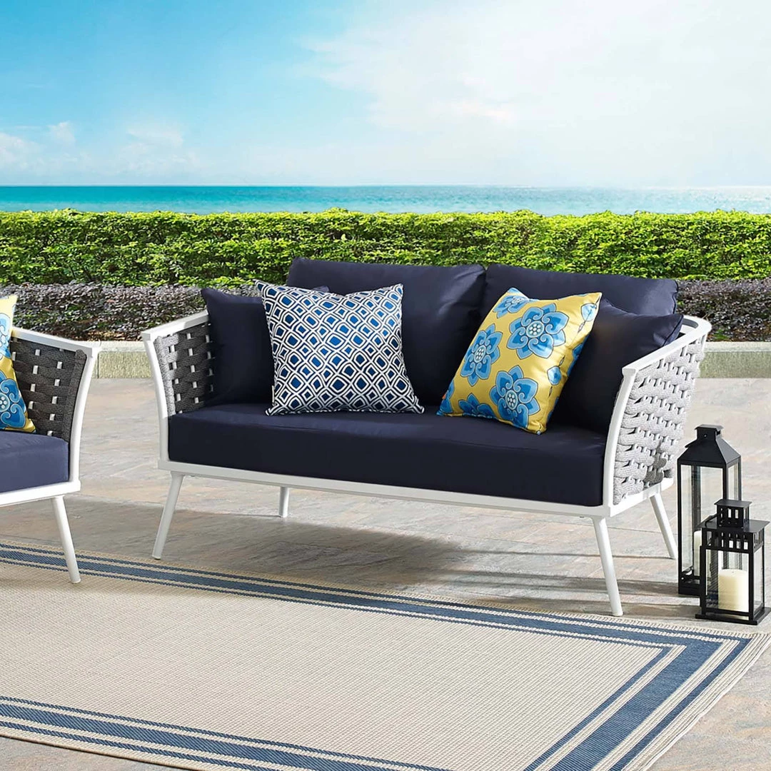 Modway Outdoor Loveseats Stance Outdoor Patio Aluminum Loveseat White Navy 5 Modway Outdoor Loveseats Stance Outdoor Patio Aluminum Loveseat White Navy