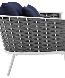 Modway Outdoor Loveseats Stance Outdoor Patio Aluminum Loveseat White Navy