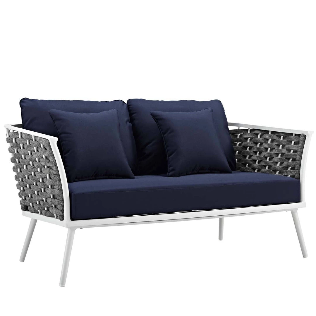 Modway Outdoor Loveseats Stance Outdoor Patio Aluminum Loveseat White Navy 1 Modway Outdoor Loveseats Stance Outdoor Patio Aluminum Loveseat White Navy