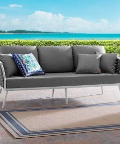 Modway Stance Outdoor Patio Aluminum Sofa White Gray 10 Modway Stance Outdoor Patio Aluminum Sofa White Gray