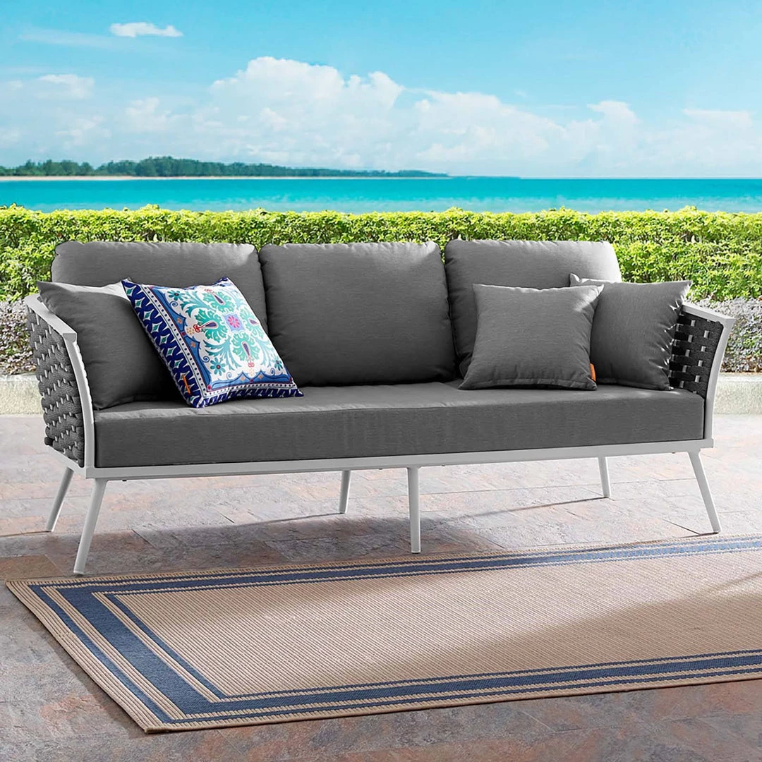 Modway Stance Outdoor Patio Aluminum Sofa White Gray 5 Modway Stance Outdoor Patio Aluminum Sofa White Gray