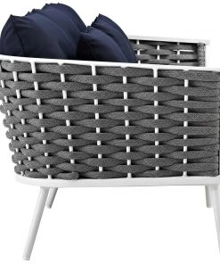 Modway Stance Outdoor Patio Aluminum Sofa White Navy