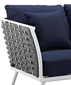 Modway Stance Outdoor Patio Aluminum Sofa White Navy