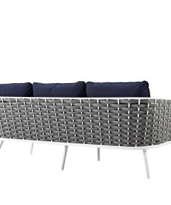 Modway Stance Outdoor Patio Aluminum Sofa White Navy