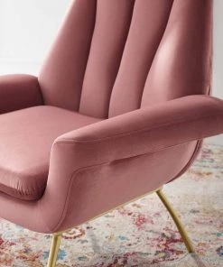 Modway Summit Accent Performance Velvet Armchair Dusty Rose Armchairs