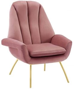 Modway Summit Accent Performance Velvet Armchair Dusty Rose Armchairs