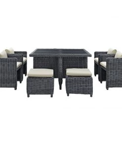 Modway Summon 9 Piece Outdoor Patio Sunbrella® Dining Set Outdoor Dining Sets 22 Modway Summon 9 Piece Outdoor Patio Sunbrella® Dining Set Outdoor Dining Sets