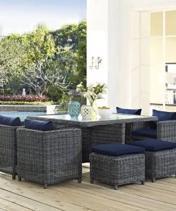 Modway Summon 9 Piece Outdoor Patio Sunbrella® Dining Set Outdoor Dining Sets 34 Modway Summon 9 Piece Outdoor Patio Sunbrella® Dining Set Outdoor Dining Sets