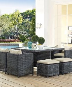 Modway Summon 9 Piece Outdoor Patio Sunbrella® Dining Set Outdoor Dining Sets 24 Modway Summon 9 Piece Outdoor Patio Sunbrella® Dining Set Outdoor Dining Sets