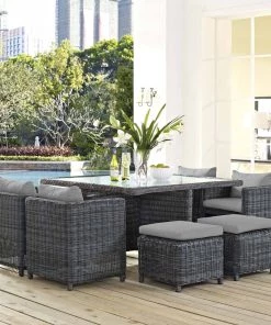 Modway Summon 9 Piece Outdoor Patio Sunbrella® Dining Set Outdoor Dining Sets 29 Modway Summon 9 Piece Outdoor Patio Sunbrella® Dining Set Outdoor Dining Sets