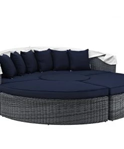 Modway Summon Canopy Outdoor Patio Sunbrella® Daybed Canvas Navy Outdoor Daybeds