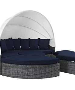 Modway Summon Canopy Outdoor Patio Sunbrella® Daybed Canvas Navy Outdoor Daybeds