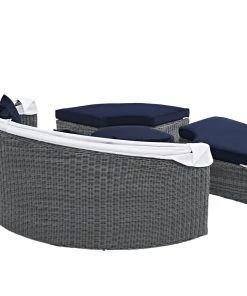 Modway Summon Canopy Outdoor Patio Sunbrella® Daybed Canvas Navy Outdoor Daybeds