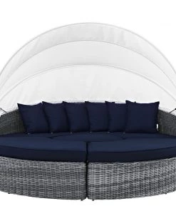 Modway Summon Canopy Outdoor Patio Sunbrella® Daybed Canvas Navy Outdoor Daybeds