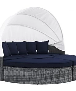 Modway Summon Canopy Outdoor Patio Sunbrella® Daybed Canvas Navy Outdoor Daybeds