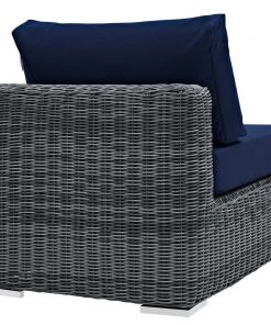 Modway Summon Outdoor Patio Sunbrella® Armless Canvas Navy Outdoor Sectional