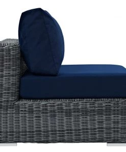 Modway Summon Outdoor Patio Sunbrella® Armless Canvas Navy Outdoor Sectional