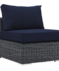 Modway Summon Outdoor Patio Sunbrella® Armless Canvas Navy Outdoor Sectional