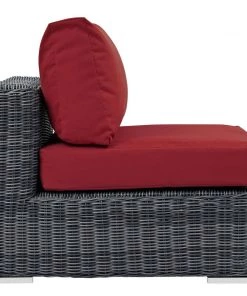 Modway Summon Outdoor Patio Sunbrella® Armless Canvas Red Outdoor Sectional