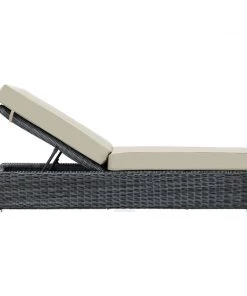 Modway Summon Outdoor Patio Sunbrella® Chaise Lounge Canvas Antique Beige Lounge Chair Outdoor