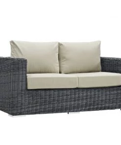 Modway Summon Outdoor Patio Sunbrella® Loveseat Canvas Antique Beige Outdoor Loveseats