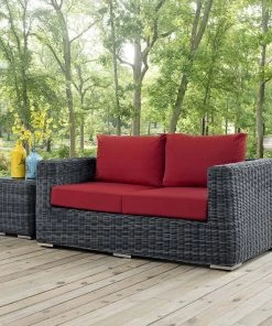 Modway Outdoor Loveseats Summon Outdoor Patio Sunbrella® Loveseat Canvas Red