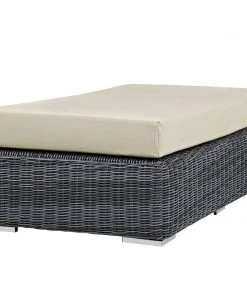 Modway Ottomans Summon Outdoor Patio Sunbrella® Rectangle Ottoman Canvas Antique Beige