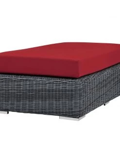 Modway Summon Outdoor Patio Sunbrella® Rectangle Ottoman Canvas Red Ottomans