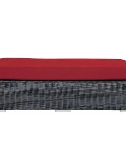 Modway Summon Outdoor Patio Sunbrella® Rectangle Ottoman Canvas Red Ottomans