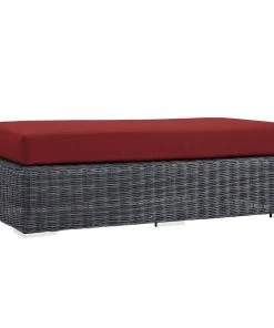 Modway Summon Outdoor Patio Sunbrella® Rectangle Ottoman Canvas Red Ottomans