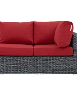 Modway Summon Outdoor Patio Sunbrella® Right Arm Loveseat Canvas Red Outdoor Sectional
