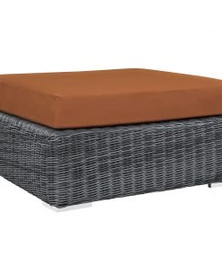Modway Ottomans Summon Outdoor Patio Sunbrella® Square Ottoman Canvas Tuscan