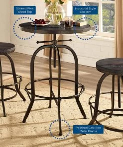 Modway Sylvan Wood Top Bar Table Black Tables