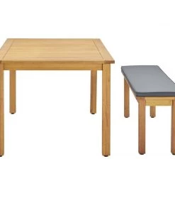 Modway Outdoor Tables Syracuse Outdoor Patio Dining Table And Bench Set Natural Gray